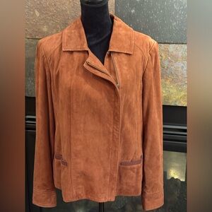 Sundance Bellinger suede moto style jacket. Like new, XL, reddish brown, lining.
